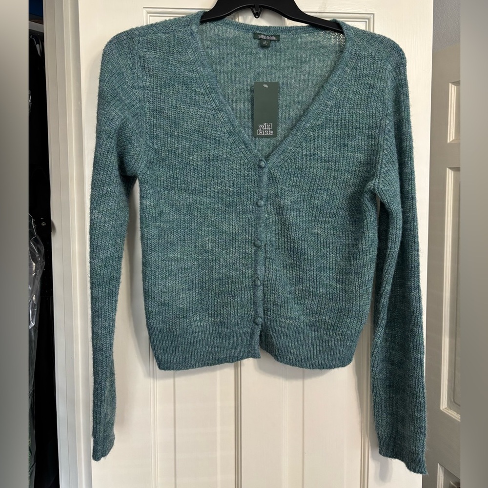 Wild Fable Teal V-Neck Button-Up Sweater | Cardigan | Medium | NWT